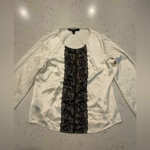 Stain White, Black lace front Blouse